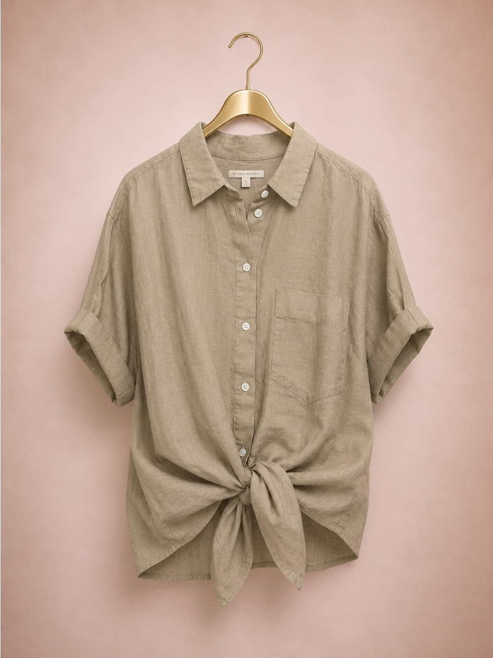 Banana Republic Tan Button-Down Shirt